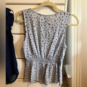 Sleeveless Blue Business Casual Blouses